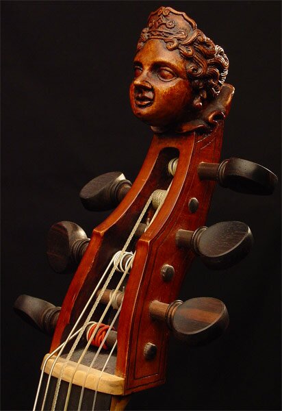 Viola da gamba Claude Boivin, ca. 1740 Head by M. Sipos